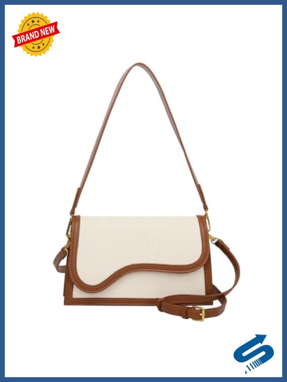 Trendy Crossbody Bag for Women PU Leather Canvas with 2 Straps